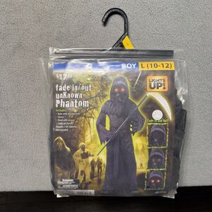 Fun World Fade In/Out Phantom Boys L 10-12 Halloween Costume Light Up Eyes NEW